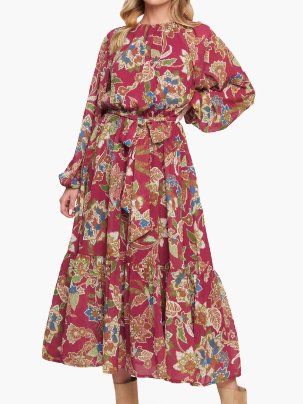 Flying Tomato Florally Chic Woven Midi Dress